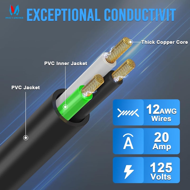 MICTUNING 15A 250V AC Port Plug, 5-in-1 T-Blade Adapter & 20'' Dual Extension Cord, 12 AWG RV Power Inlet Outlet Socket Heavy-Duty Shore Waterproof Outdoor Electrical Receptacle, with Hole Saw - Image 5